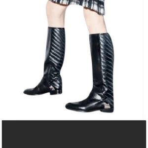 Stuart Weitzman Black Race way Leather Riding Boots